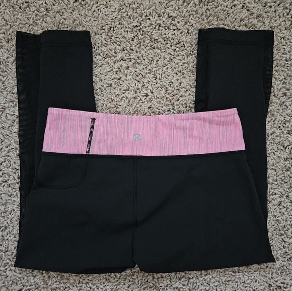 Lululemon Breathe Easy Crop Leggings Black/Pink - size 6 - Picture 2 of 13